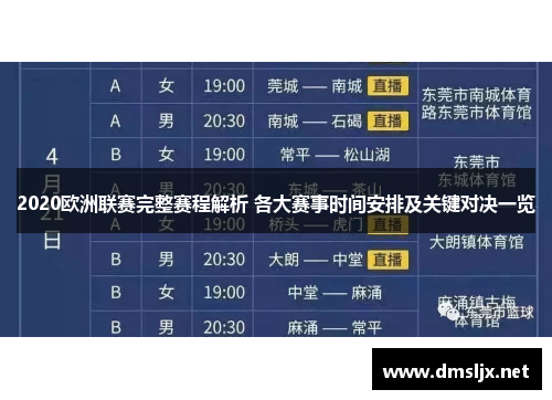 2020欧洲联赛完整赛程解析 各大赛事时间安排及关键对决一览
